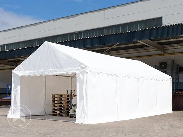 TOOLPORT 4x6 m tenda capannone, PVC 800, telaio perimetrale, bianco - (7869)