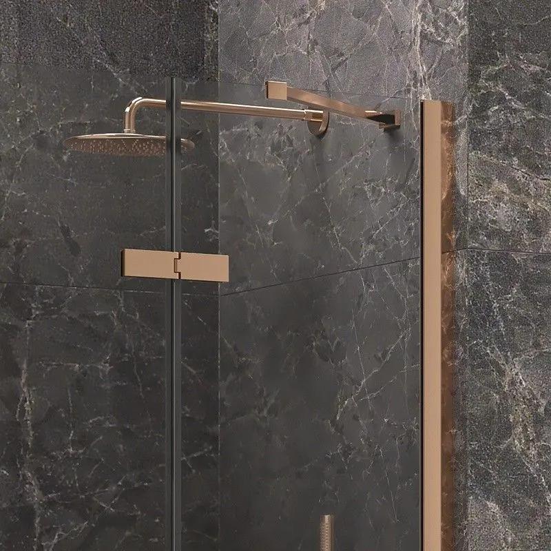 Kamalu - porta doccia 120cm battente e fisso oro rosa spazzolato | kt4000rg