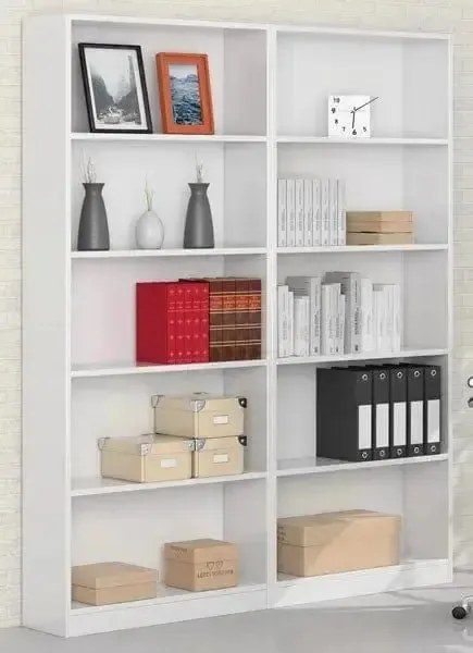 Libreria Scaffale a 5 Ripiani Bianco Opaco 80 x 201 x 28 cm