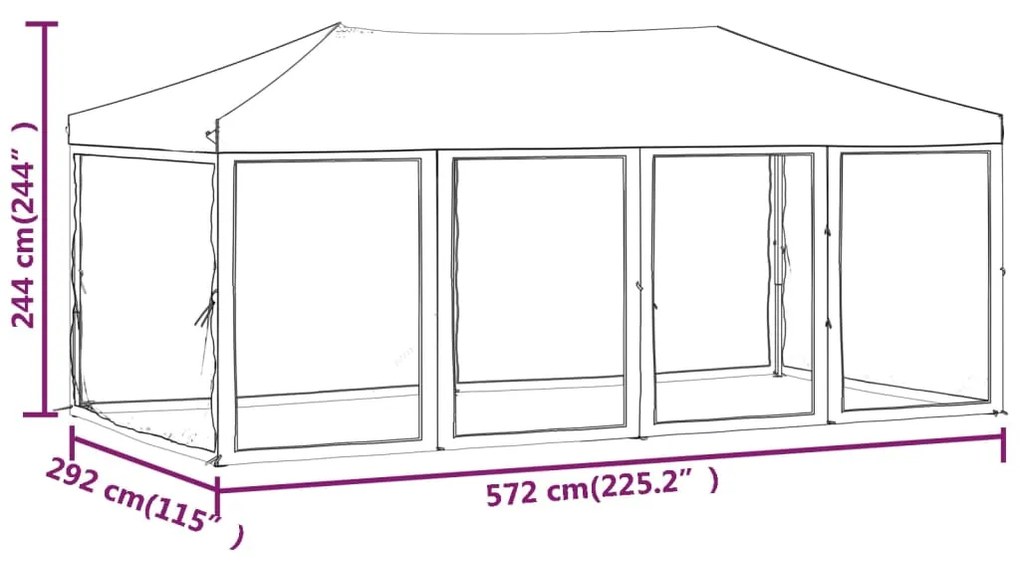 Tenda per Feste Pieghevole con Pareti Laterali Crema 3x6 m