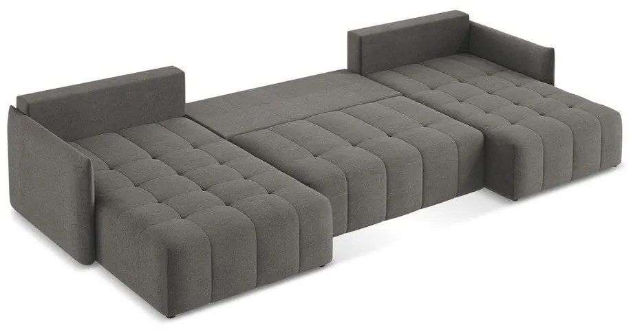 Divano angolare grigio scuro allungabile/con contenitore (a U) Moku – Makamii