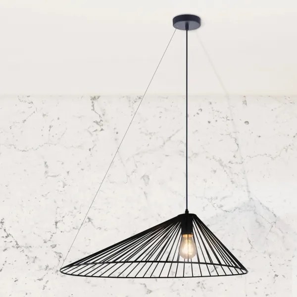 Lampadario a sospensione con filo AURORA 1xE27/20W/230V diametro 60 cm nero