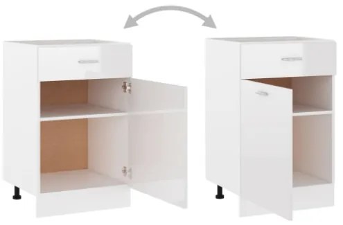 Armadio con Cassetto Bianco Lucido 50x46x81,5 cm in Truciolato