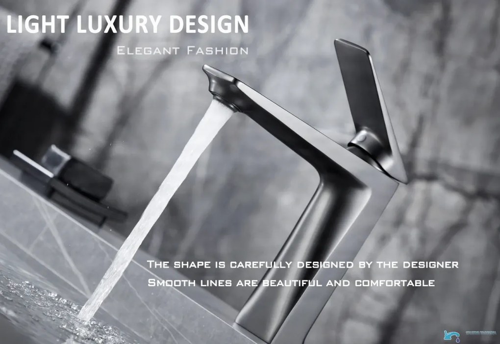 Miscelatore per lavabo ELITE EDITION BS1910 da piano in ottone, in più finiture tra cui cromo e nero opaco — Grigio gunmetal — 28 cm