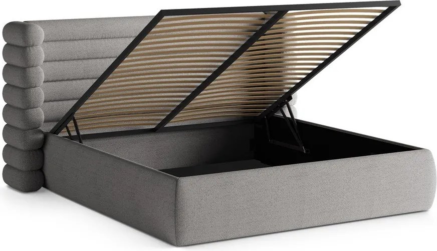 Letto matrimoniale imbottito grigio con contenitore con rete inclusa 160x200 cm Mount – Micadoni
