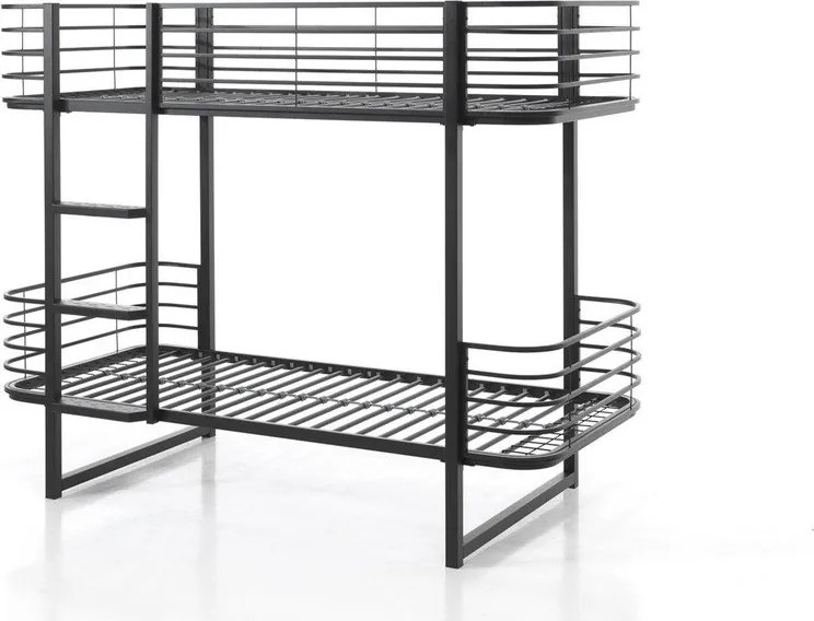 Letto da bambini a castello nero in metallo con rete inclusa 90x200 cm Oscar – Vipack