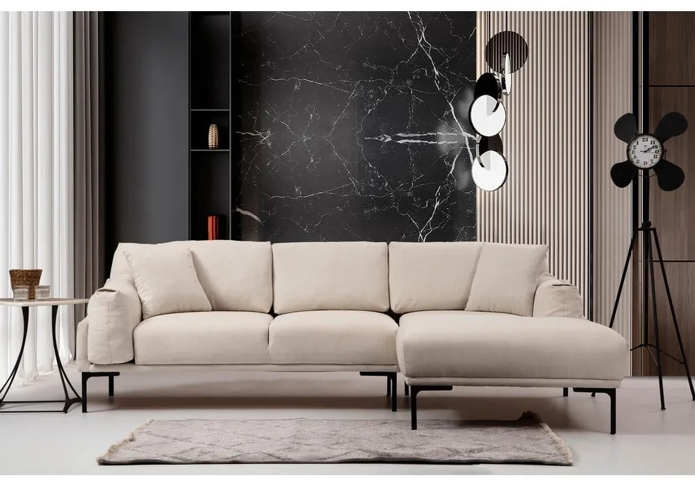 Divano angolare beige chiaro, angolo destro Leo - Artie