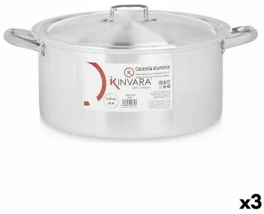 Casseruola con coperchio Argentato Alluminio 12,5 L (3 Unità)