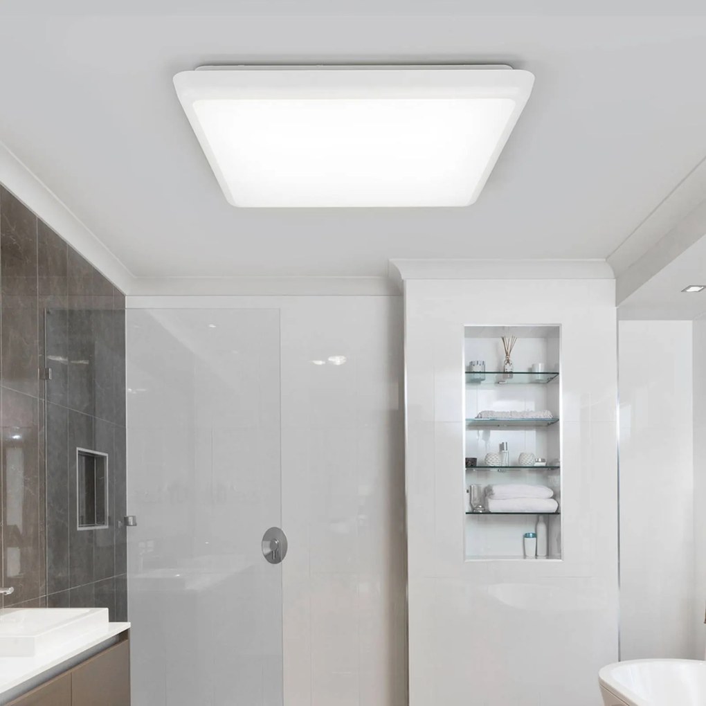 Plafoniera a LED Augustin Arcchio, Bianco / Opale, Bagno, Plastica, Moderno, Plafoniera LED