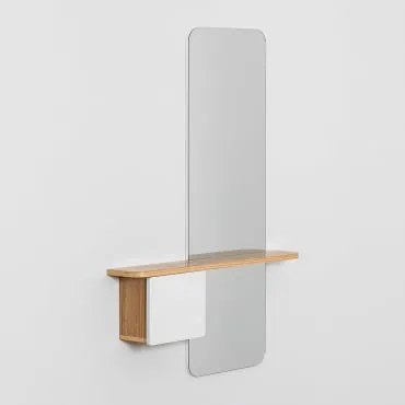 Consolle Ingresso 80x120 Cm In Mdf Con Specchio Varna Bianco - Legno Naturale - Sklum