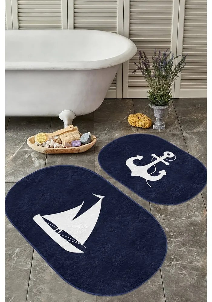 Tappetini da bagno blu in set da 2 100x60 cm - Minimalist Home World