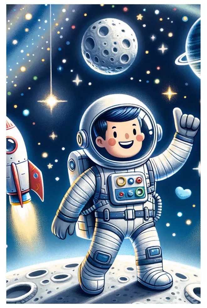 Quadro su tela – Sogni spaziali di un piccolo esploratore