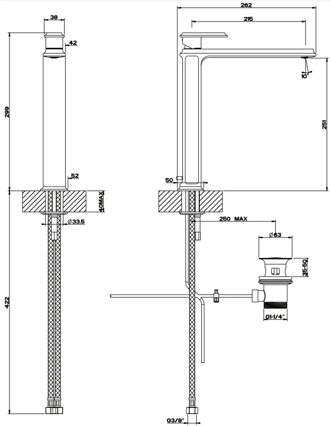 Miscelatore lavabo alto con scarico cromo eleganza 46003 gessi