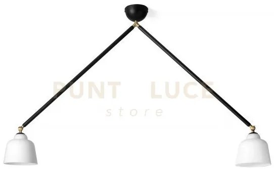 Neoretro sospensione grande 2 luci snodabile struttura nera diffuso...