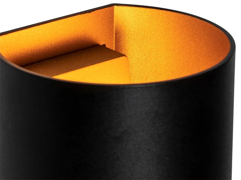 Applique da parete moderna nera con ottone - Sabbio