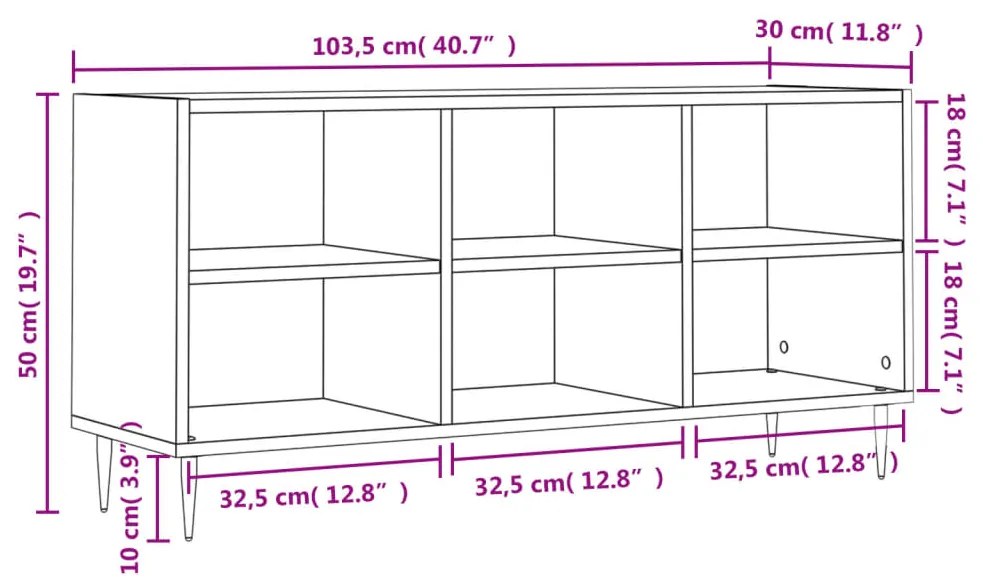 Mobile Porta TV Bianco 103,5x30x50 cm in Legno Multistrato