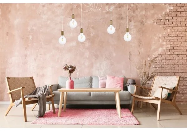 Lampadario a sospensione con filo MIROS 5xE27/60W/230V ragno bianco/oro