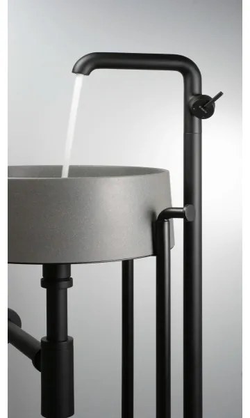 Deante CQS_SU4S - Lavabo da appoggio SILIA diam. 36 cm granito/grigio metallico