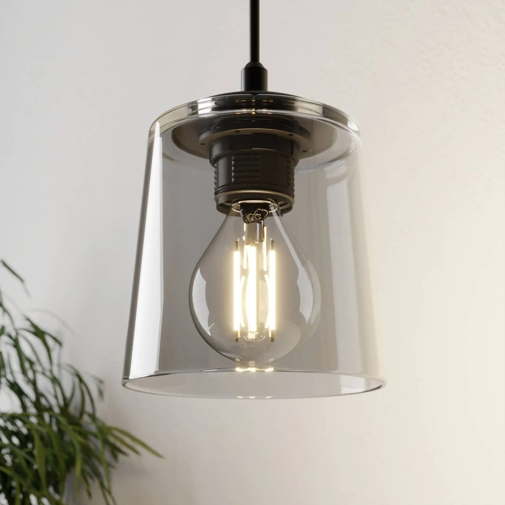 HELAM Lampada a sospensione Lucea a 1 luce con paralume in vetro fumé