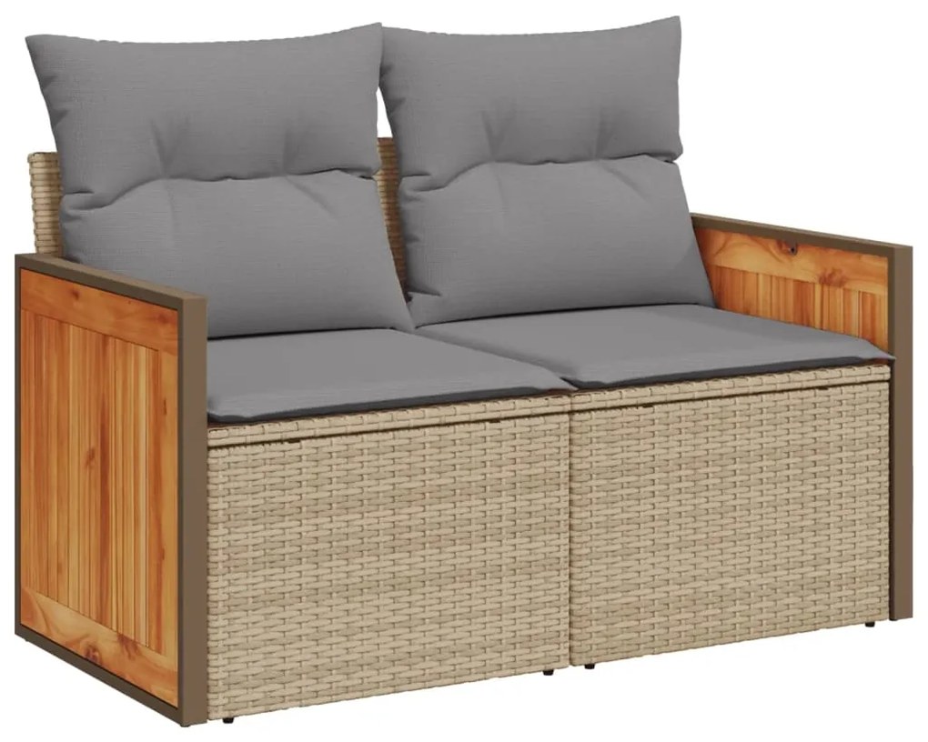 Set Divani da Giardino 11 pz con Cuscini Beige in Polyrattan