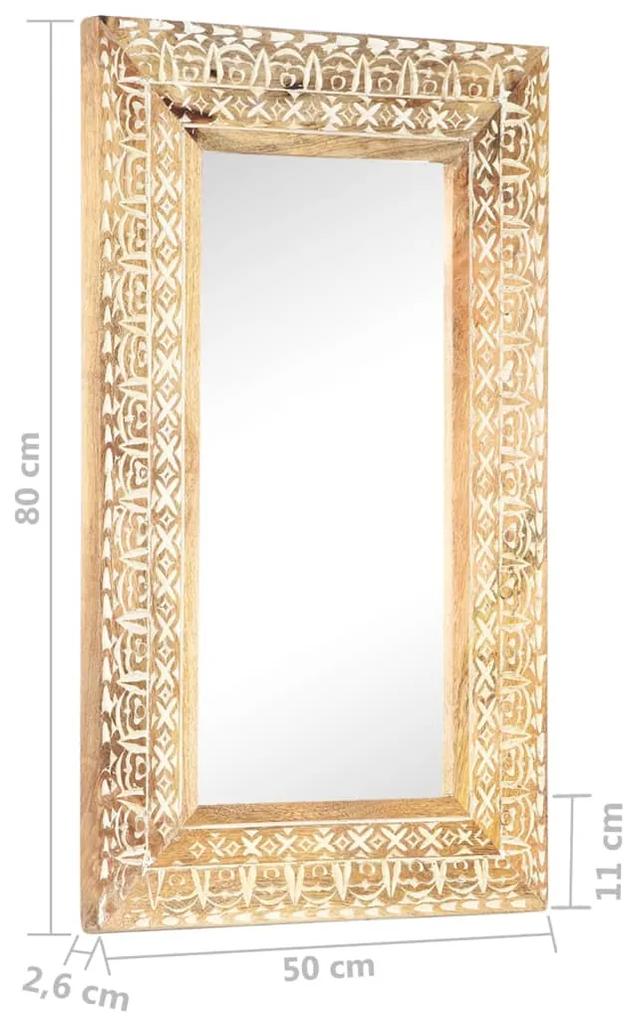 Specchio Intagliato a Mano 80x50x2,6 cm in Massello di Mango