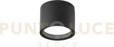 Plafoniera tower nera tonda 1 luce attacco gx53 ip54 9x7,2cm