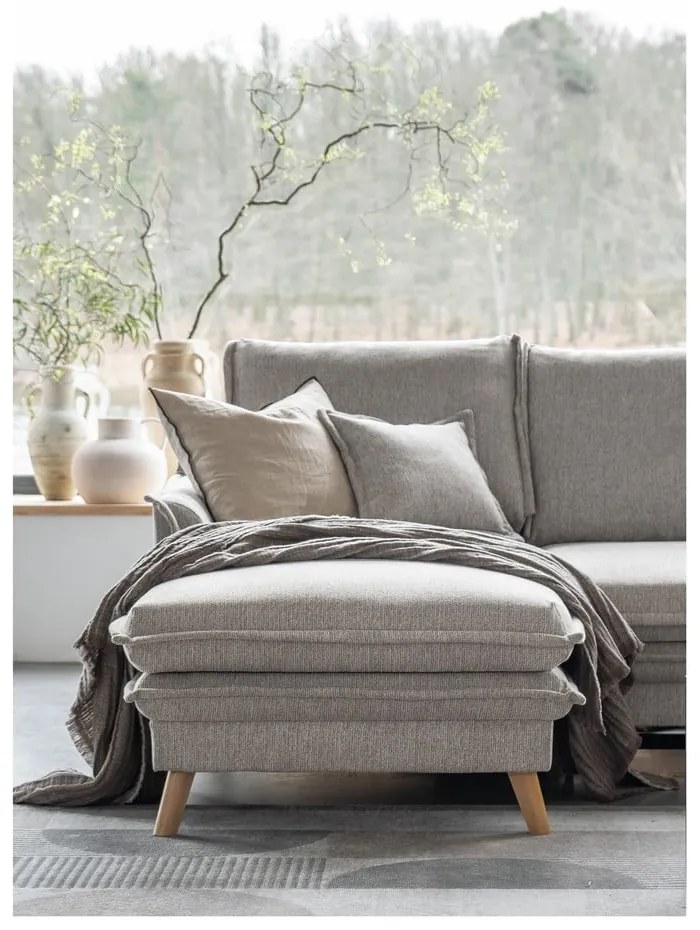 Divano angolare greige allungabile/con contenitore (con penisola a sinistra/con chaise lounge) Charming Charlie – Miuform