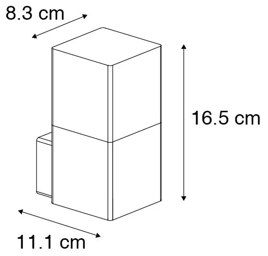 Lampada da parete esterna moderna nera IP44 con vetro fumé - Denmark