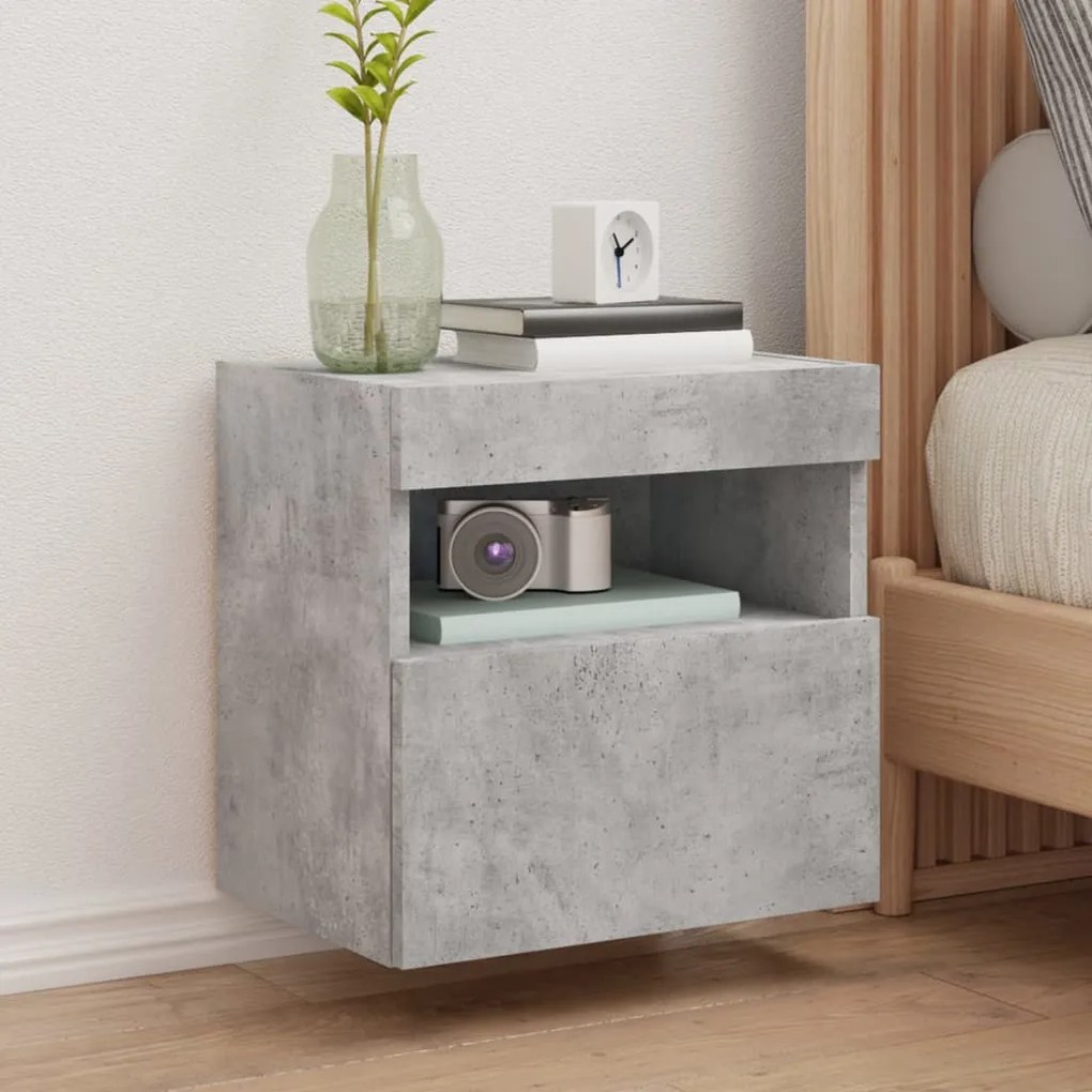 Mobili Tv A Parete Con Luci Led 2pz Grigio Cemento 40x30x40 Cm /