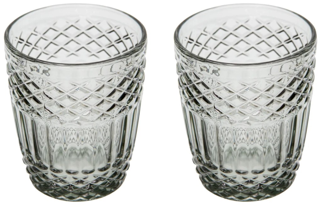 Set 2 bicchieri acqua vetro grigio lavorato Amalia