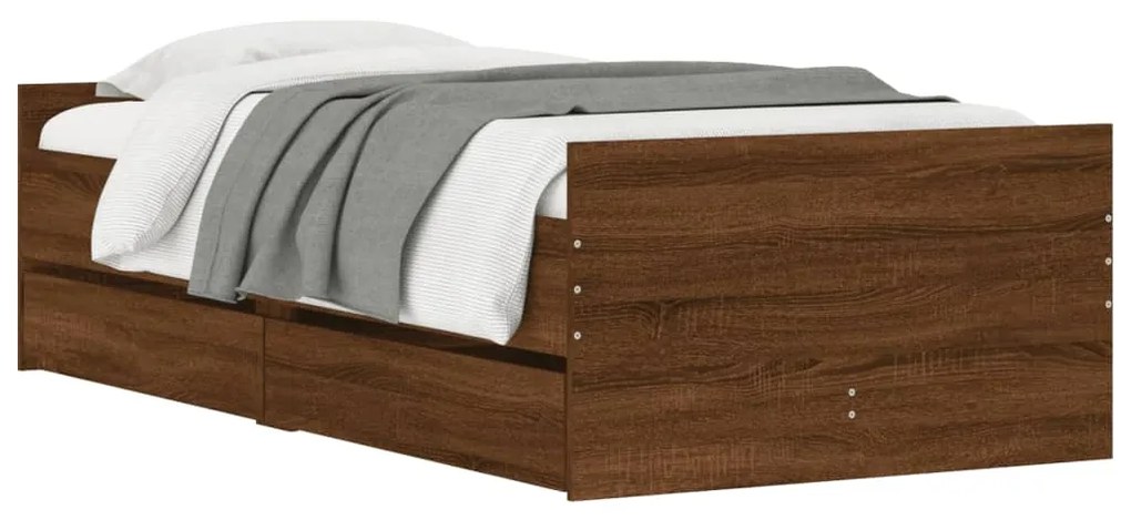 Giroletto con cassetti rovere marrone 75x190 cm small single