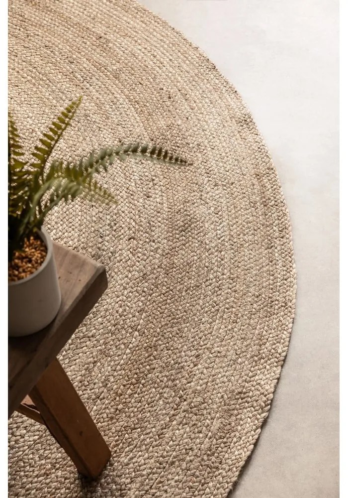 Tappeto rotondo di colore naturale in iuta reversibile ø 100 cm Braided Grey – Hanse Home