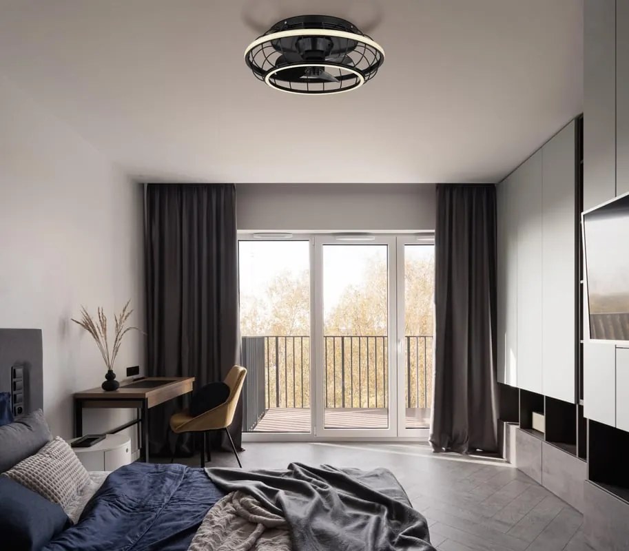 Ventilatore da soffitto LEONHARD nero, D. 50 cm GLOBO