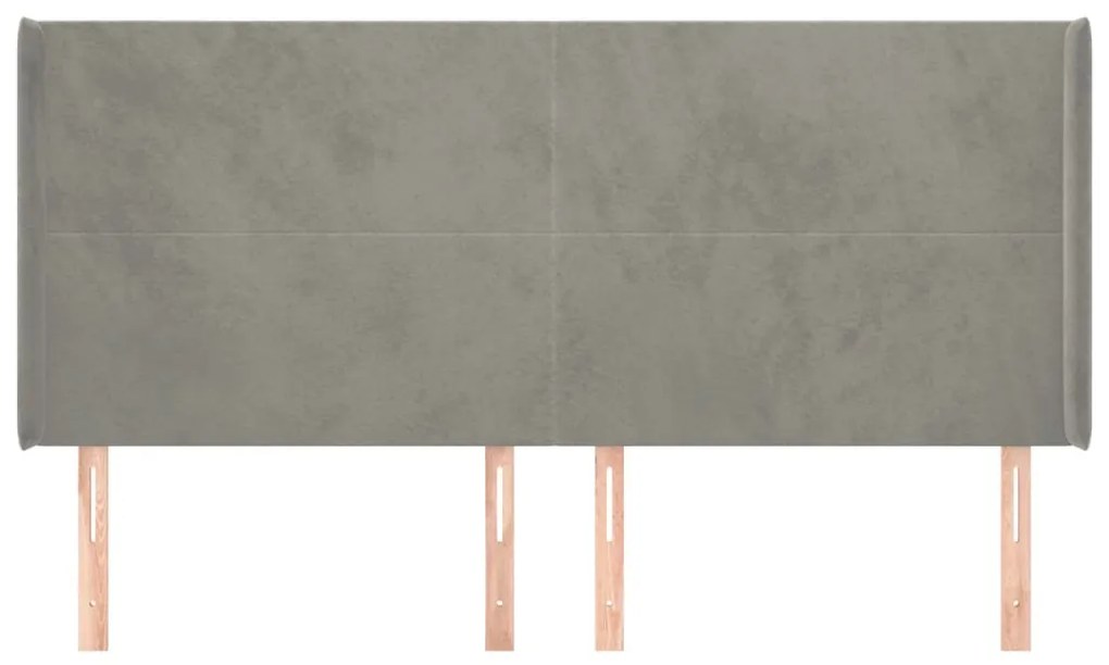 Testiera ad orecchio grigio chiaro 203x16x118/128 cm in velluto