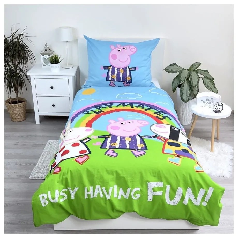 Biancheria da letto per bambini con effetto fosforescente in cotone per letto singolo 140x200 cm Peppa Pig – Jerry Fabrics