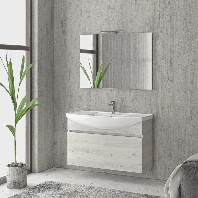 Kamalu - mobile bagno 100cm sospeso con cassetto scorrevole bn-100b