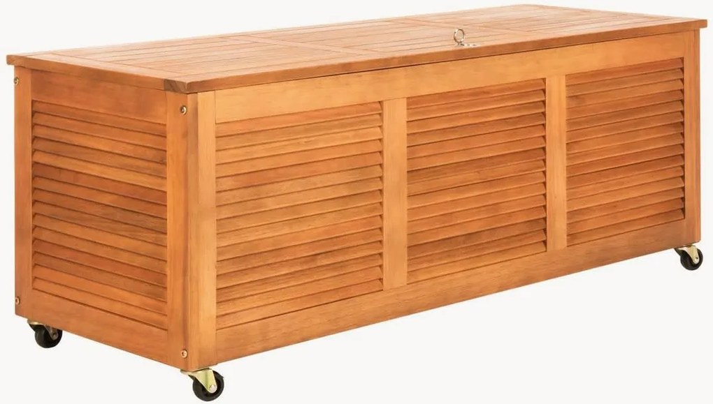 Cassetta porta cuscini da giardino in legno di eucalipto con ruote Elina