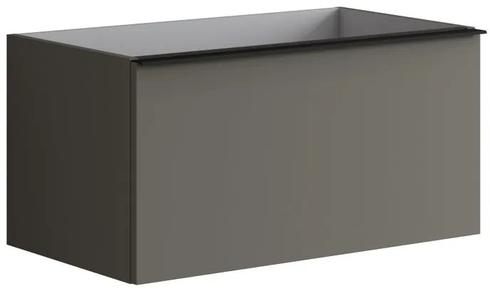 Mobile da bagno sotto lavabo Pixel plain frontale grigio carbone e maniglia alluminio nero laccato opaco L 80 x H 40 x P 45.5 cm 1 cassetto, lavabo non incluso