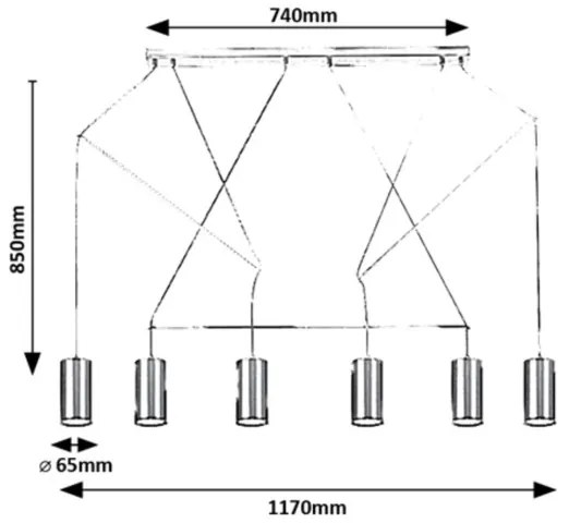 Rabalux 72018 - Lampadario a sospensione ASLAUG 6xGU10/50W/230V