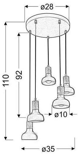 Lampadario a sospensione con filo PUERTO 5xE14/40W/230V
