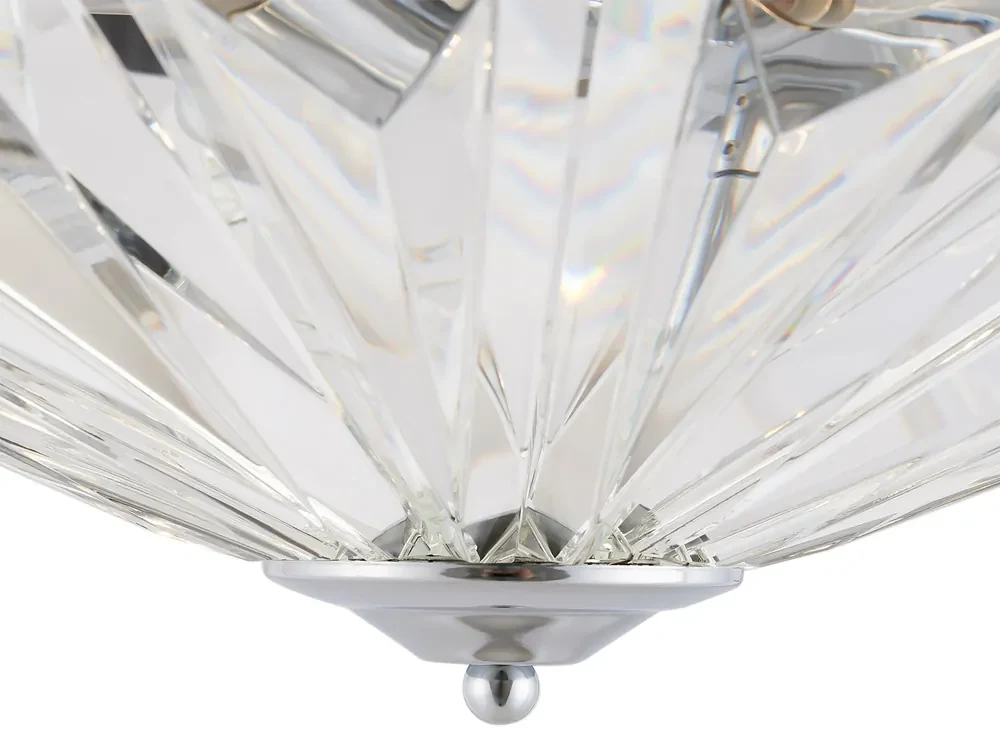Plafoniera Contemporanea Facet Metallo Cromo 6 Luci Diffusori Vetro