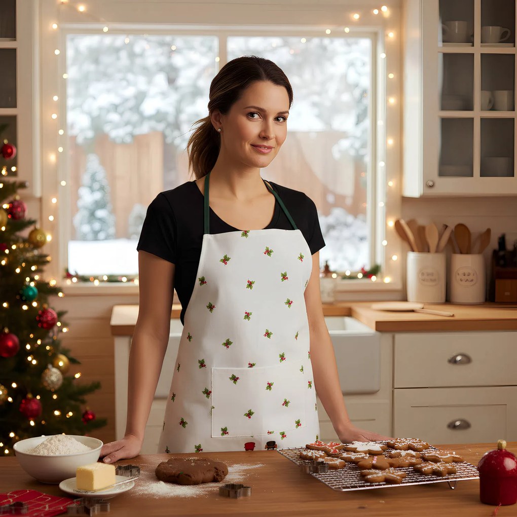 Grembiule cucina Schiaccianoci Natale bianco in cotone