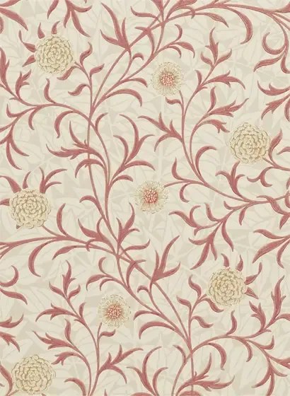 Morris & Co Carta da parati Scroll - Light Brick/ Buff