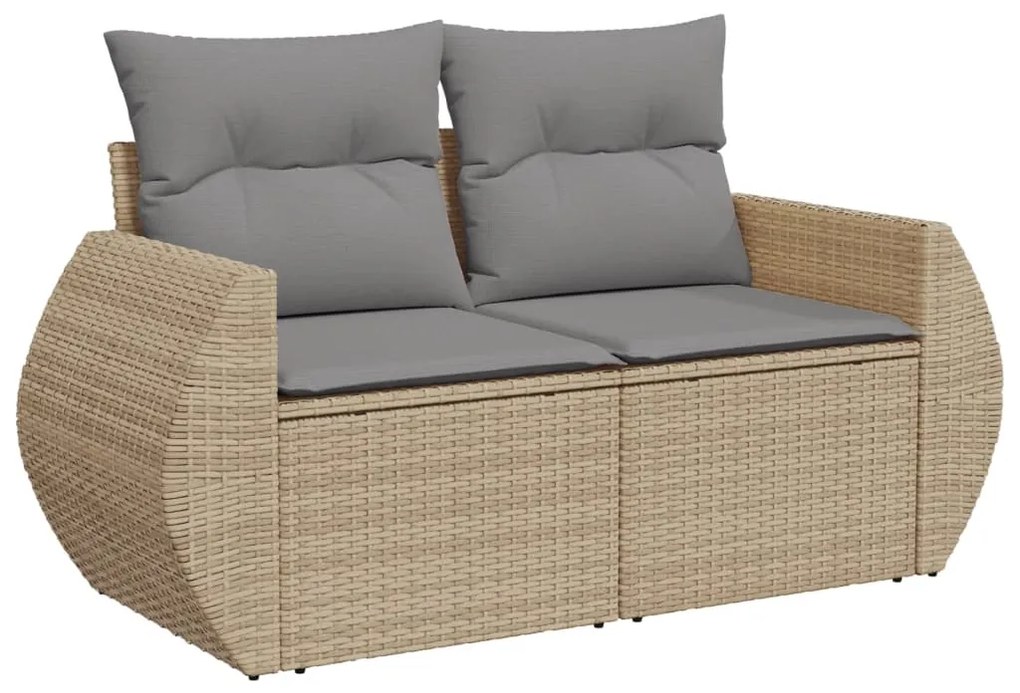 Set divani da giardino 11 pz con cuscini beige in polyrattan