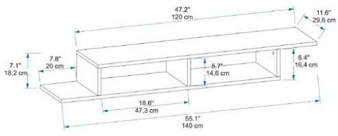 Mobile Porta TV Sospeso 120 Cm Design Moderno Muson Bianco