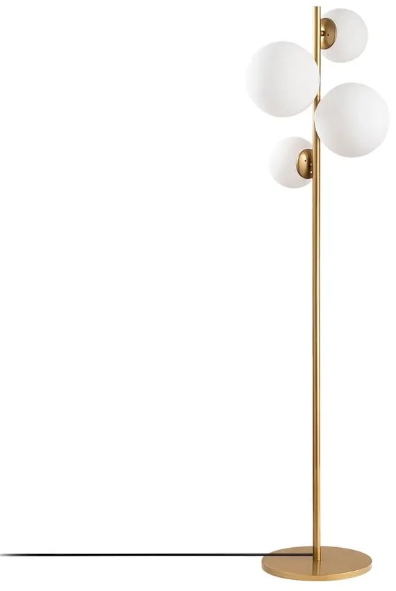 Lampada da terra dorata con paralume in vetro (altezza totale 162 cm) Fazli – Opviq lights