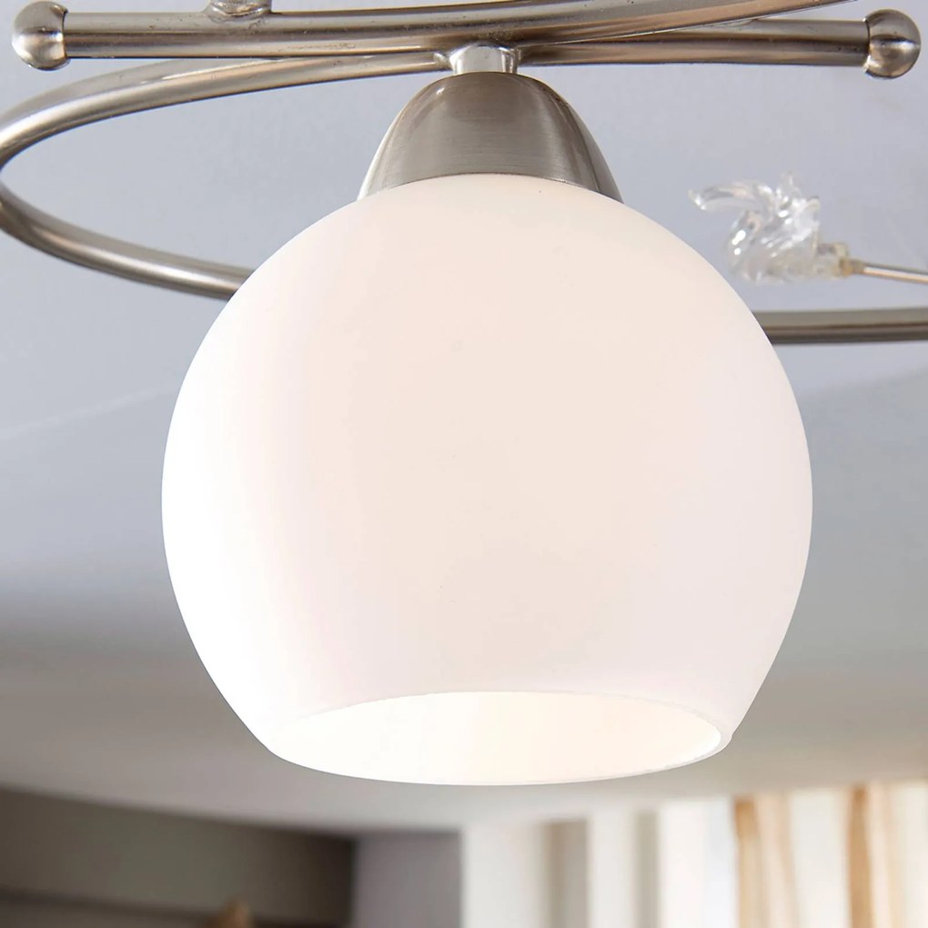 Plafoniera soffitto Svean Lindby, dimmerabile, Alluminio / Grigio / Zincato, Soggiorno / Sala da pranzo, Vetro, Moderno, Plafoniera