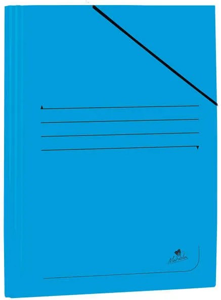 Mariola Cartella Folio in Cartoncino Laminato 500gr/m2 - Misure 34x25cm - Chiusura con Gomma Elastica - Colore Blu