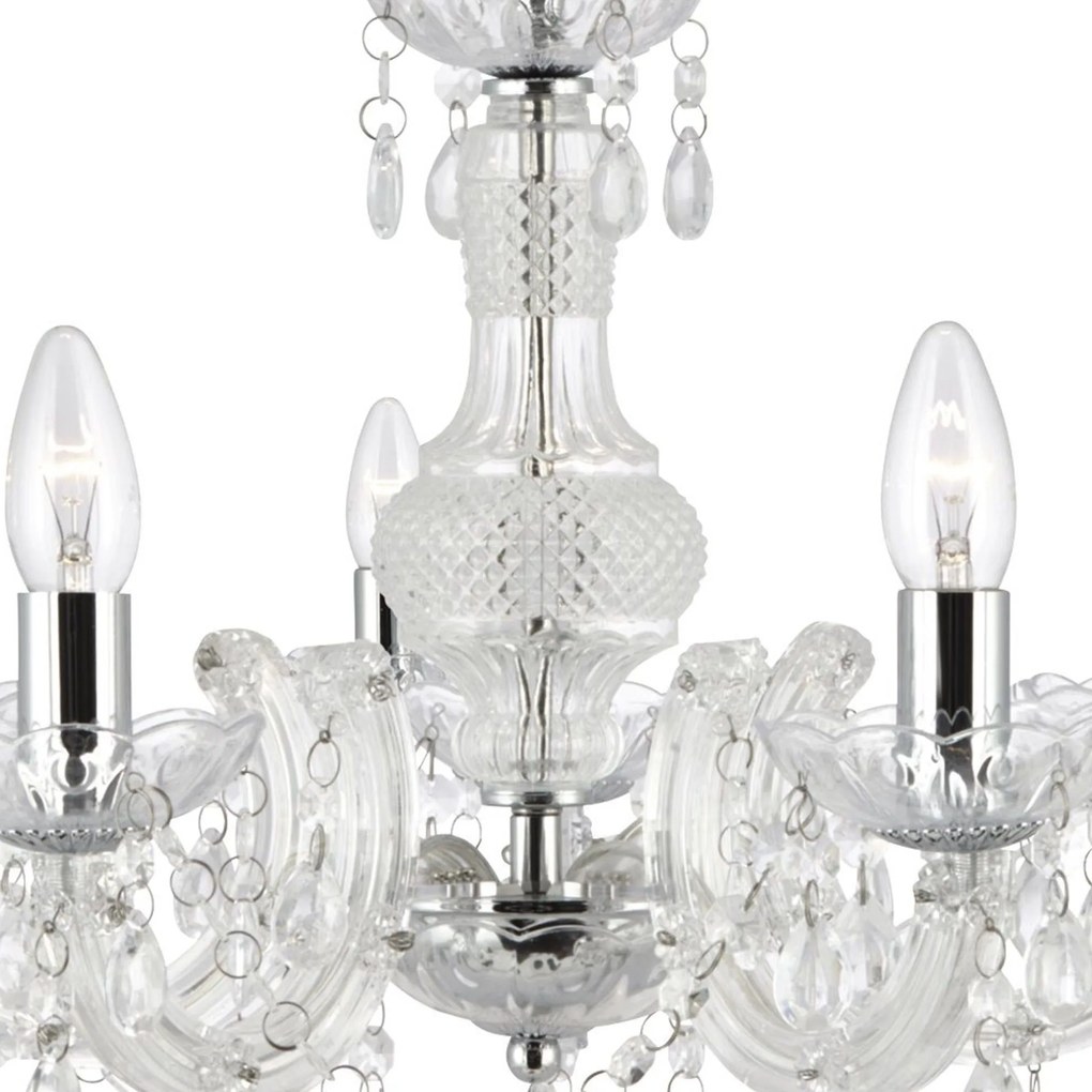 Lampadario Classico Marie Therese Vetro Trasparente Policarbonato 5 Luci E14