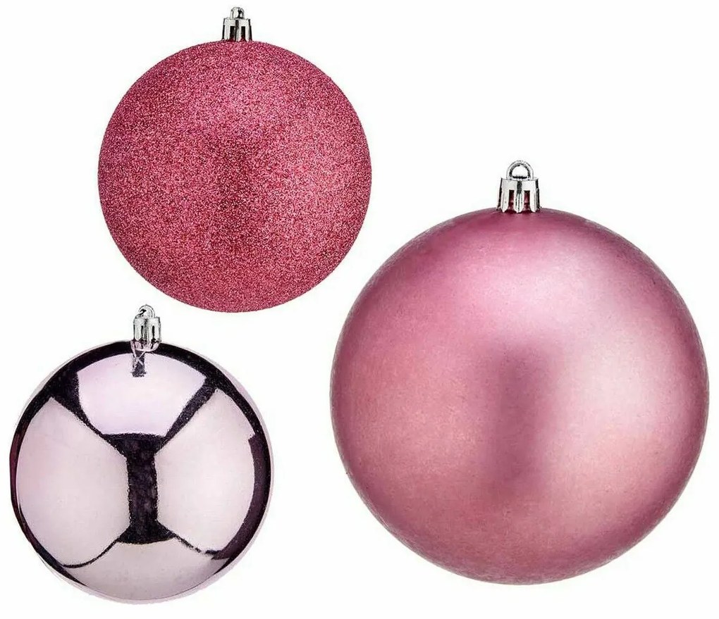 Set di palline di Natale Rosa Plastica 10 x 11 x 10 cm (12 Unità)